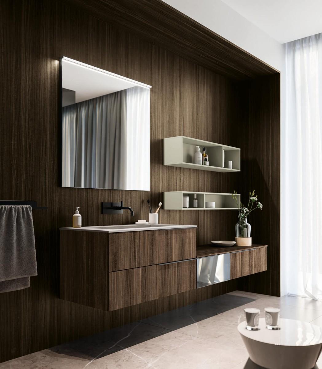 Meubles de salle de bains avec façades bois