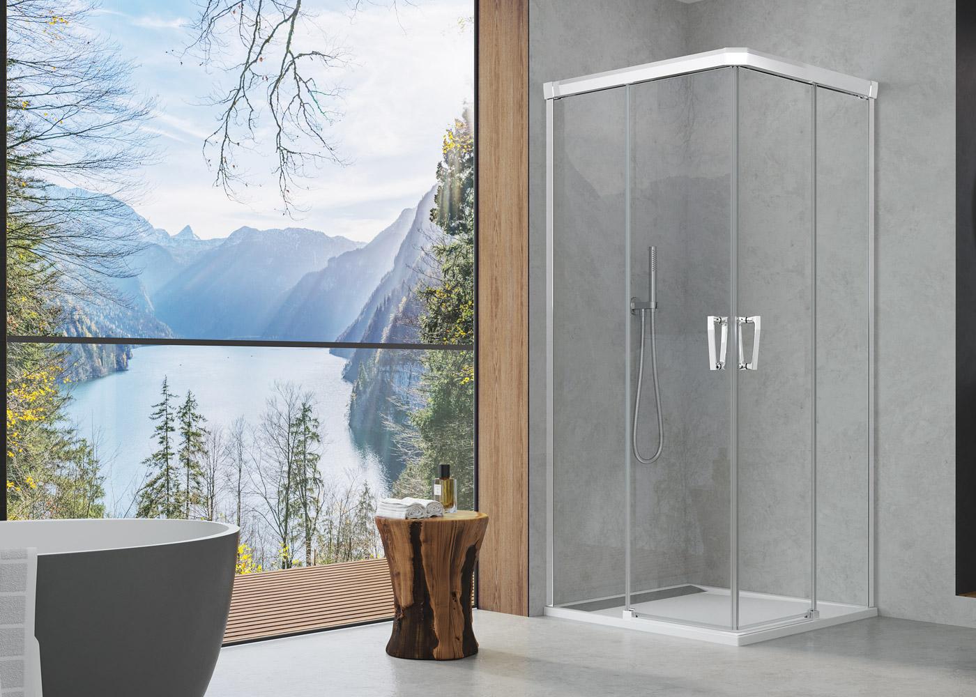 Paroi de douche avec double porte coulissante