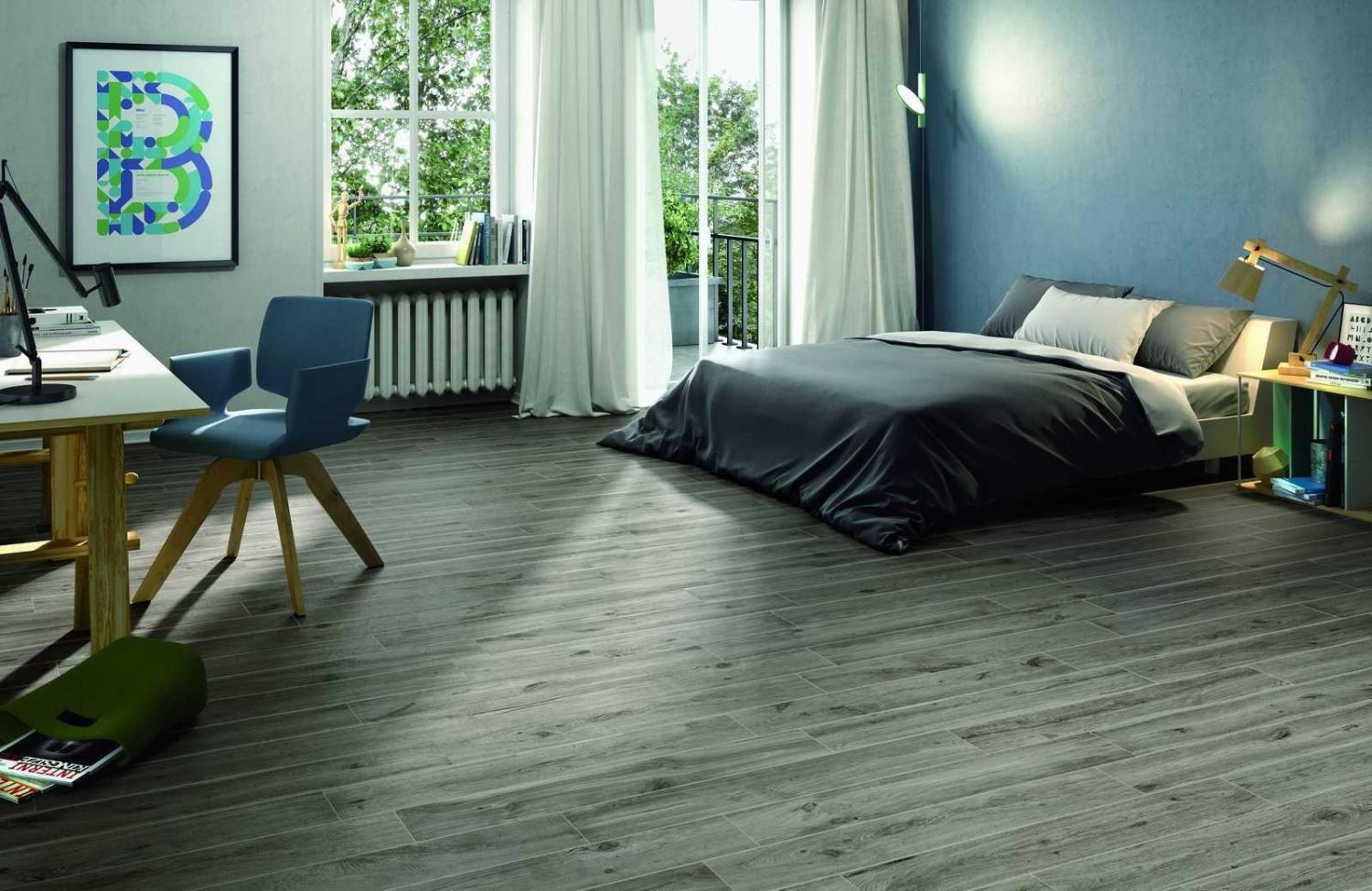 Carrelage sol imitation parquet gris