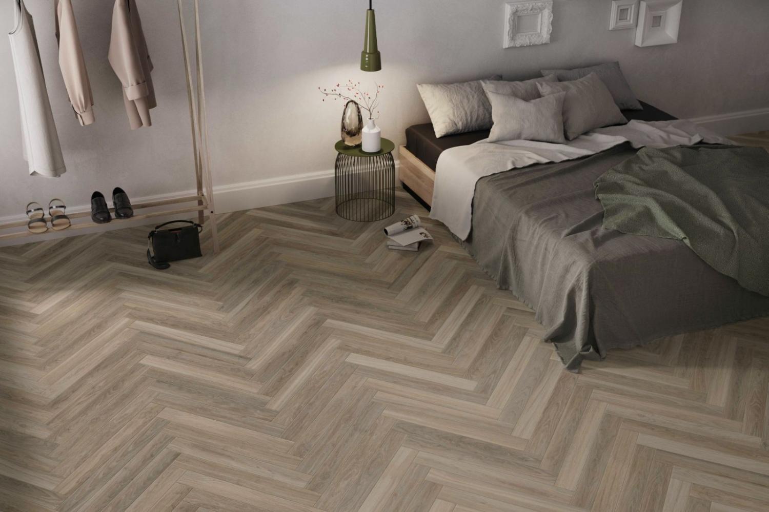 Carrelage sol effet parquet - pose chevron