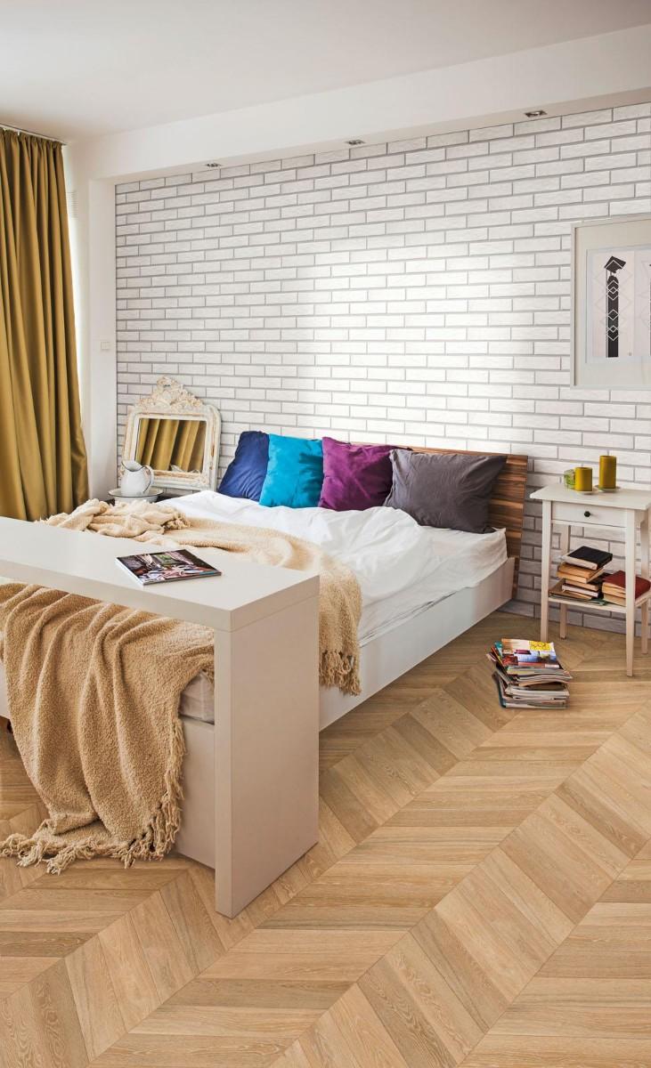 Carrelage sol en imitation parquet avec pose pic de Hongrie