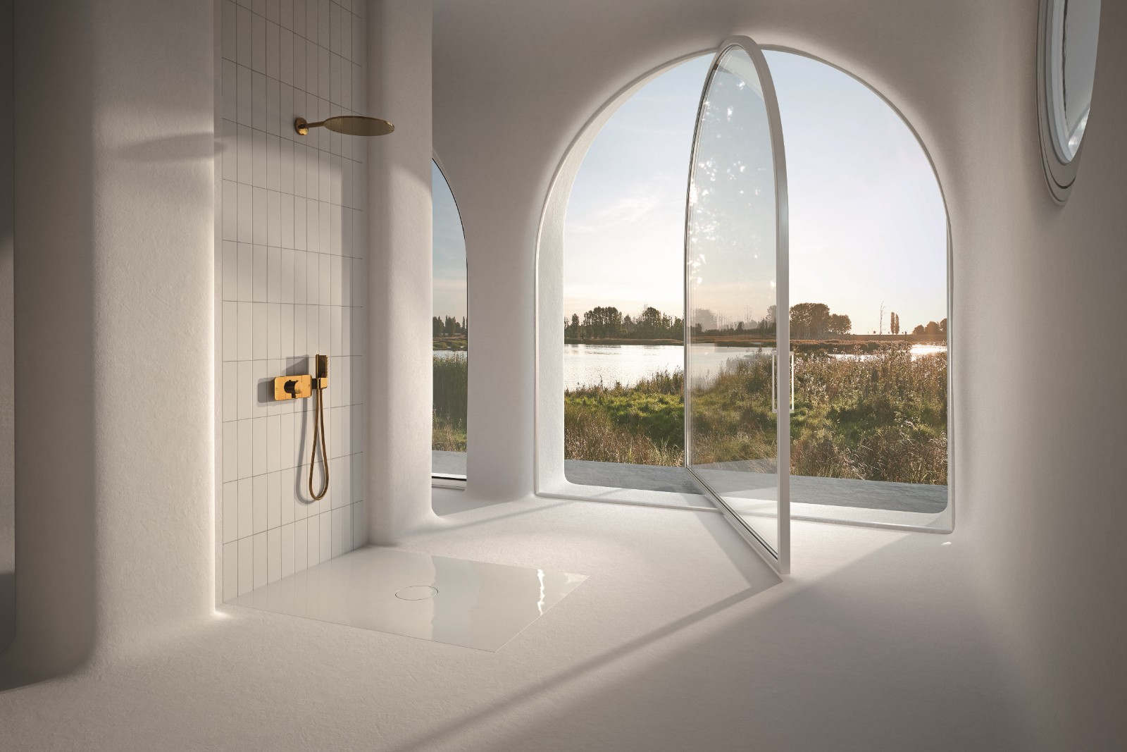 Douche à l'italienne avec receveur à poser Douche à l'italienne avec receveur à poser