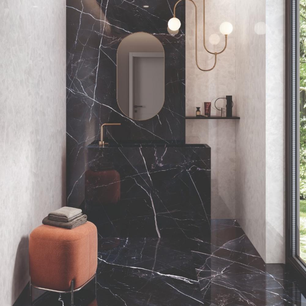Carrelage très grand format noir 