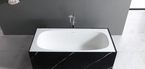 Baignoire îlot avec contour effet marbre en noir ou en blanc