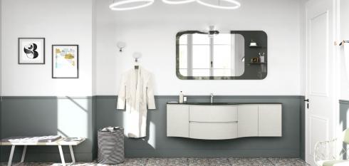  Meuble de salle de bains grand format avec des façades en relief 