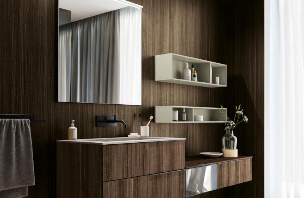 Meubles de salle de bains avec façades bois