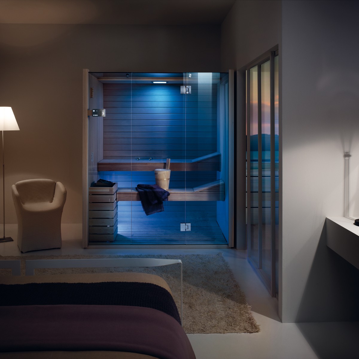 Sauna avec système de chromothérapie Sauna avec système de chromothérapie
