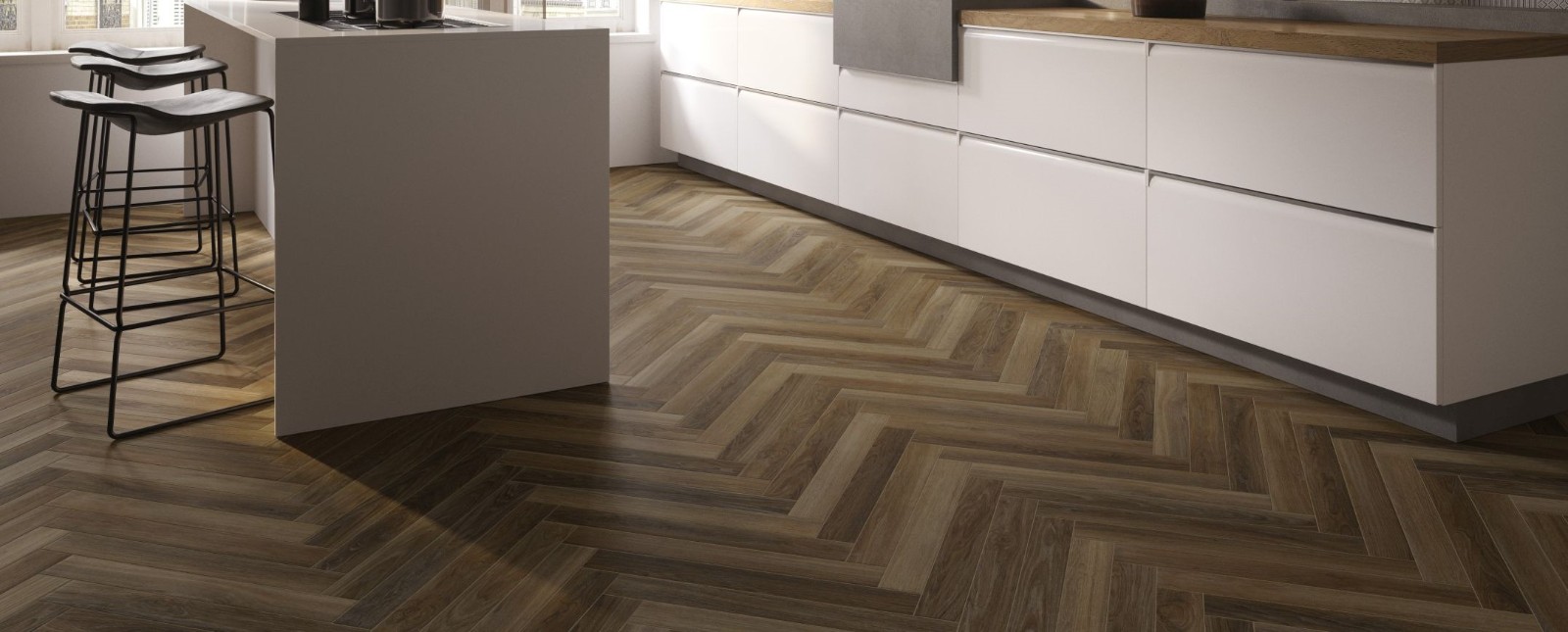 Carrelage sol imitation parquet posé en chevron Carrelage sol imitation parquet posé en chevron
